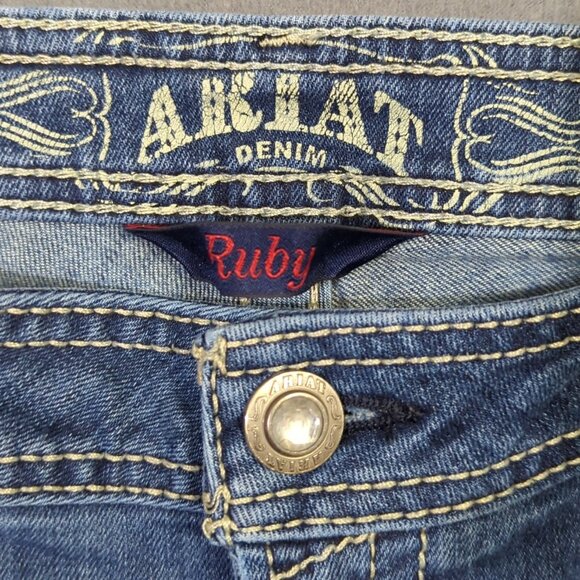 Ariat Jeans Women's 32L Blue Ruby Boot Cut Western Denim Cowgirl Rodeo Hemmed - Picture 13 of 16